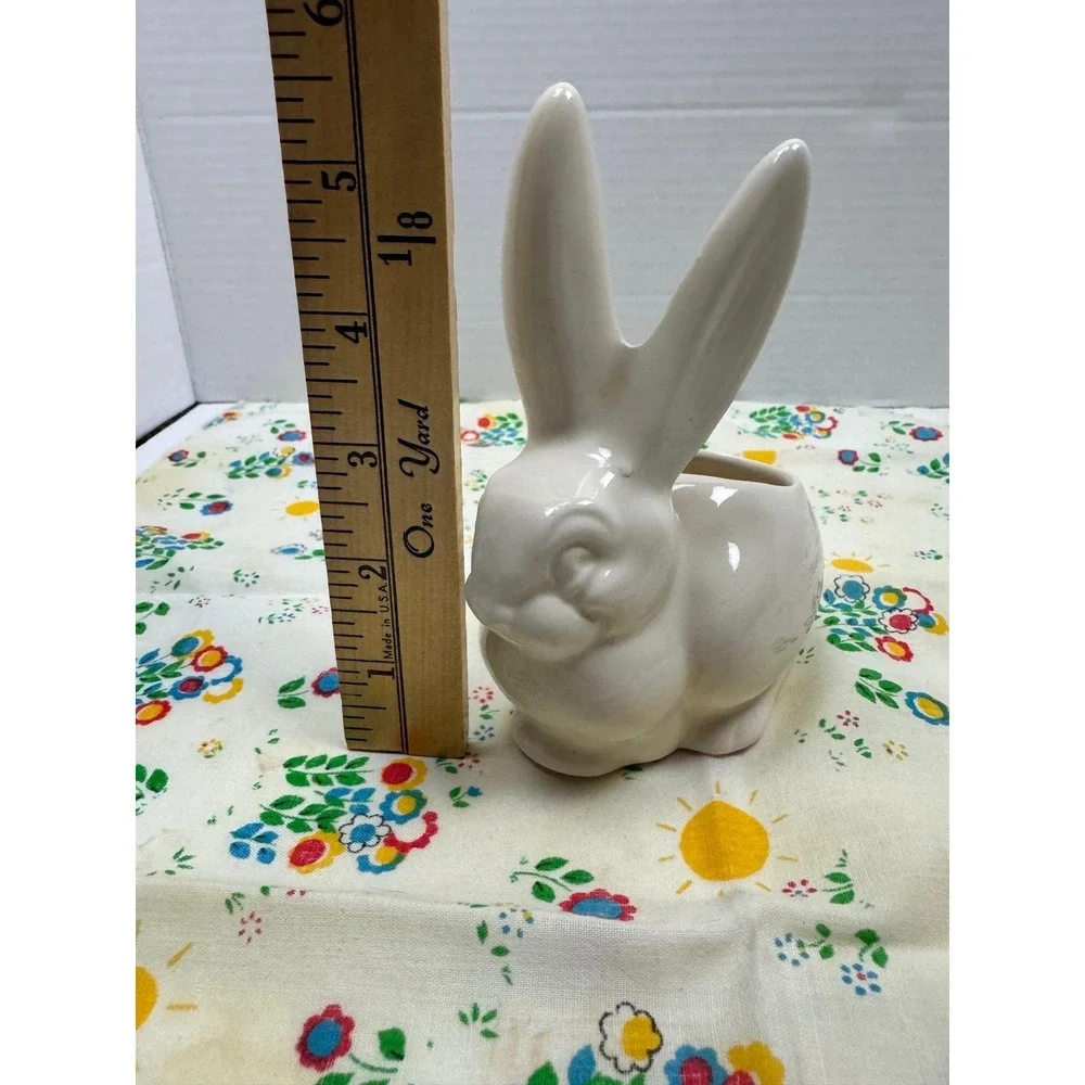 Vintage White Ceramic Bunny Rabbit Planter Succulent‎ Pot Easter Decor Kitsch